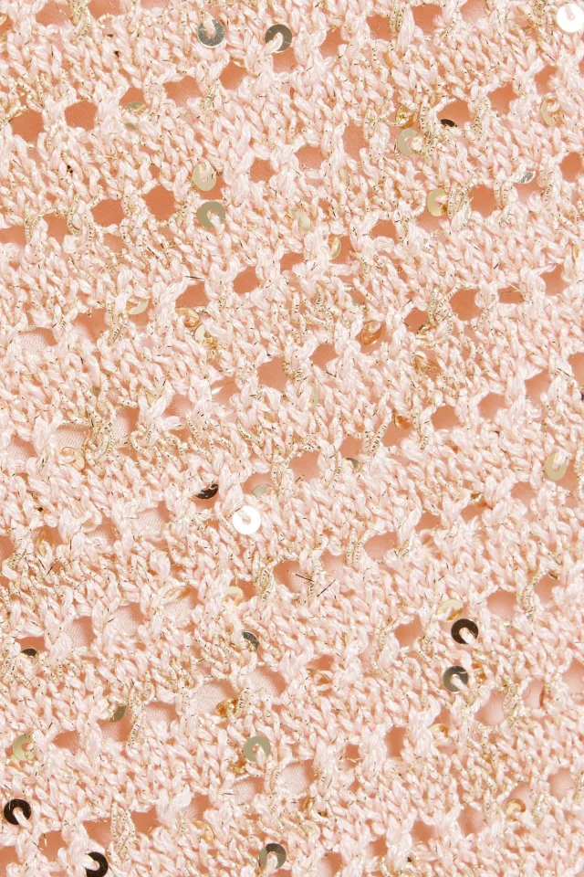 Carolina Herrera Metallic Embellished Pointelle-Knit Cotton-Blend Midi Skirt in Pink, photo 4 of 4 from THE OUTNET