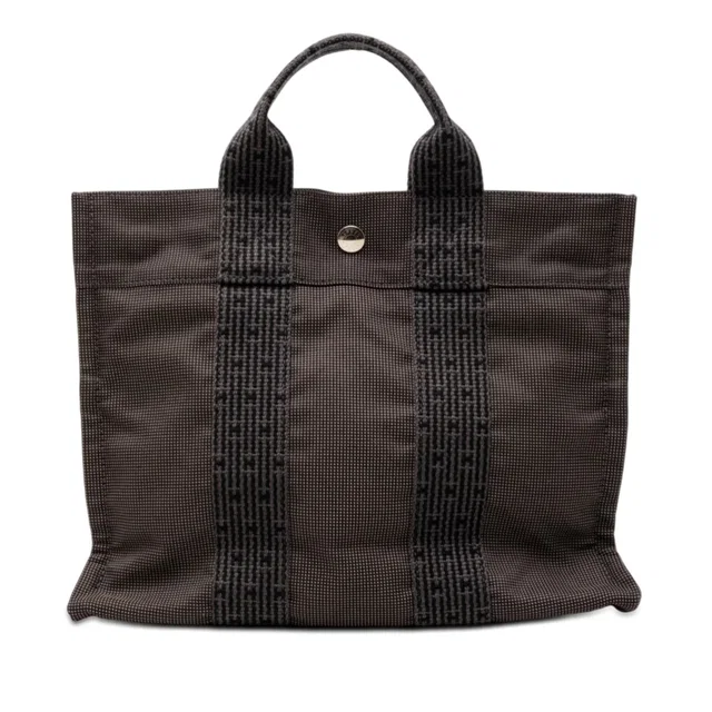 Gray Hermès Canvas Herline PM Tote Bag in Grey Canvas from Designer Revival