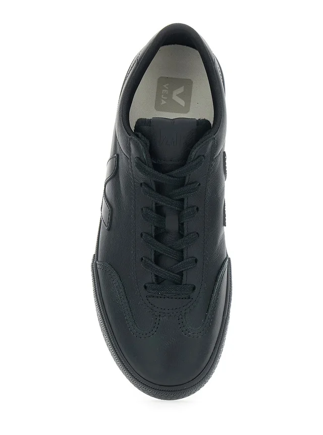 VEJA Sneaker 'Volley' Low Top with Logo Patch on the Side and Logo Lettering on the Back in Black Leather Unisex in Black 100% Organic Traced leather, photo 8 of 8 from Gaudenzi Boutique