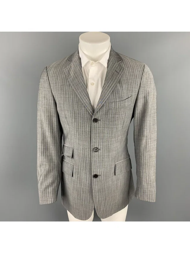 Etro Size 38 Regular Gray Stripe Wool / Mohair Notch Lapel Suit in gray Wool from Poshmark