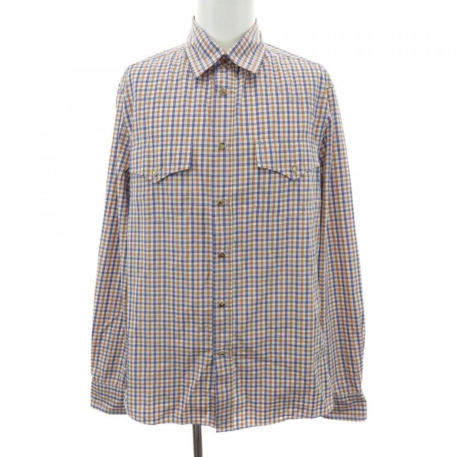 Brunello Cucinelli Shirt in White/ BRAUN /blue/check M from KOMEHYO