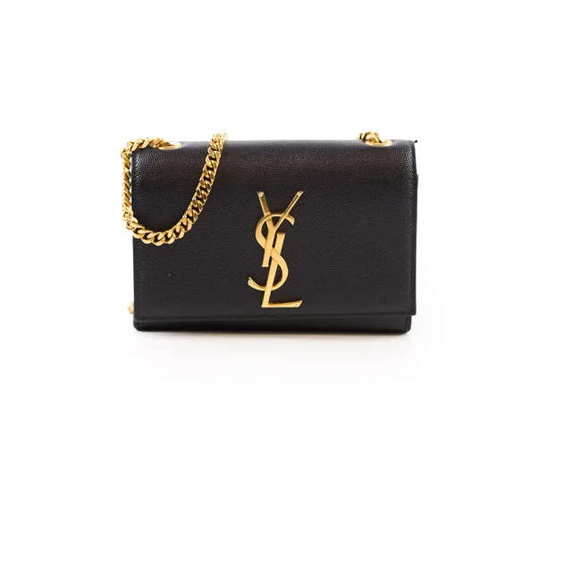 Saint Laurent Mini Kate Bag Black in Black Leather from The Purse Affair
