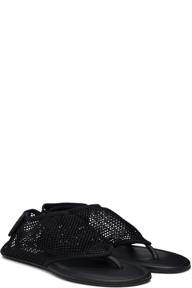 ALAÏA Black Thong Fishnet Sandals, photo 4 of 4 from SSENSE
