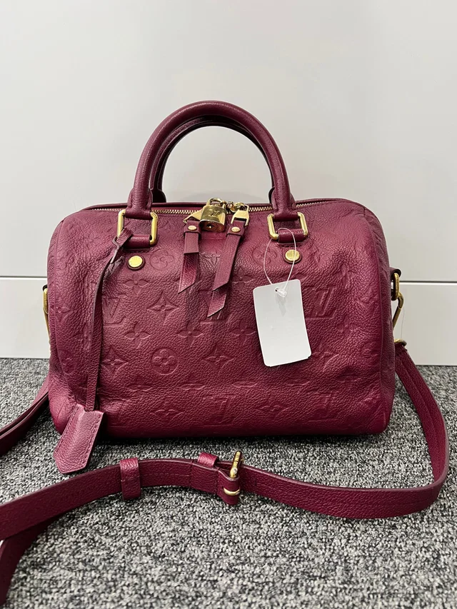 Louis Vuitton Empreinte Speedy Bandouliere 25 Purple M40764 Corner Repainted Edge Crack in Purple from Luxury Promise
