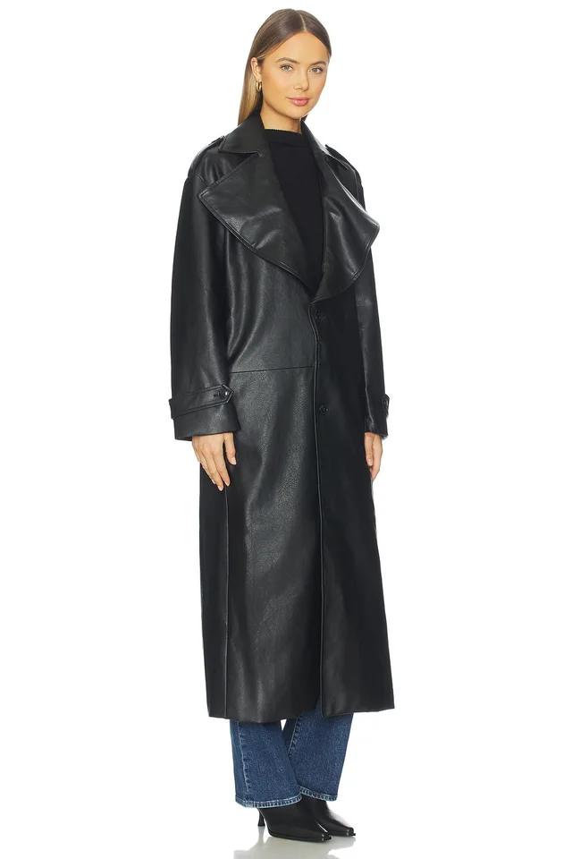 Bardot Reilia Faux Leather Coat in Black, photo 3 of 4 from REVOLVE (Canada)