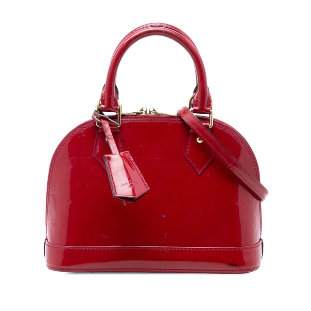 Red Louis Vuitton Monogram Vernis Alma BB Satchel in Red Leather from Designer Revival