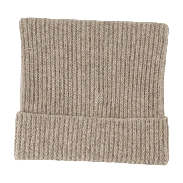 Acne Studios C40426-Drn Ribbed Cotton Beanie — Beige Beanies in Beige from HEWI
