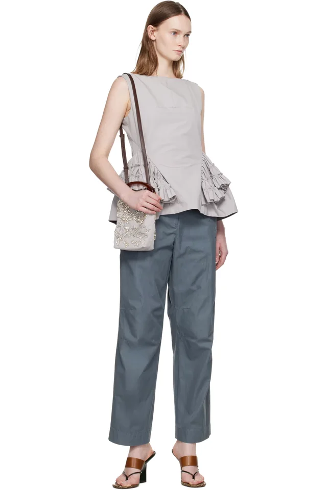 Dries Van Noten Gray Ruffled Top, photo 4 of 4 from SSENSE