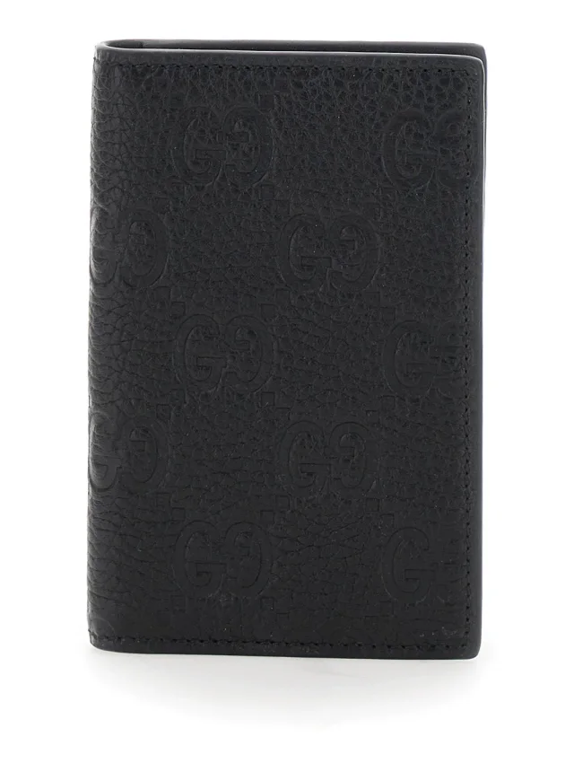 Gucci Gg Hammered Leather Wallet — Black Calf in Black Leather from HEWI, photo 3 of 3