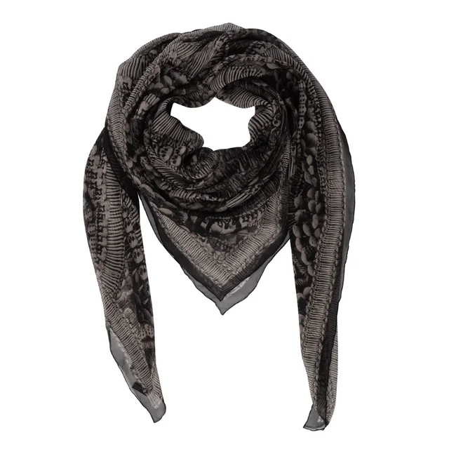 Alexander McQueen Chiffon 2010 Catacombs Skull Scarf in Black Silk from Blue Spinach