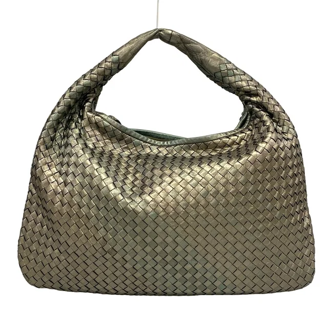Bottega Veneta Shoulder Bag Intrecciato Hobo Green Leather in Green Woven leather from The Reluxe