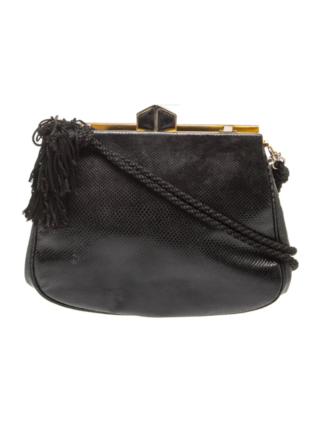Judith Leiber Embossed Leather Evening Bag in black Leather from The RealReal, photo 4 of 6