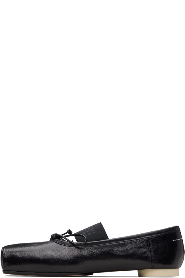 MM6 Maison Margiela Black Numeric Square-Toe Ballerina Flats, photo 3 of 5 from SSENSE