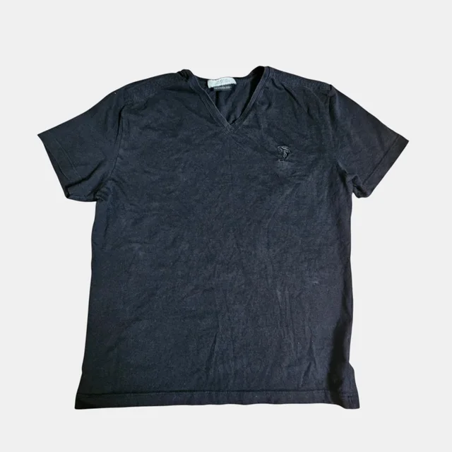 Versace Medusa Logo Embroidered V-Neck T-Shirt S Luxury Elevated Basic Staple in black from Poshmark