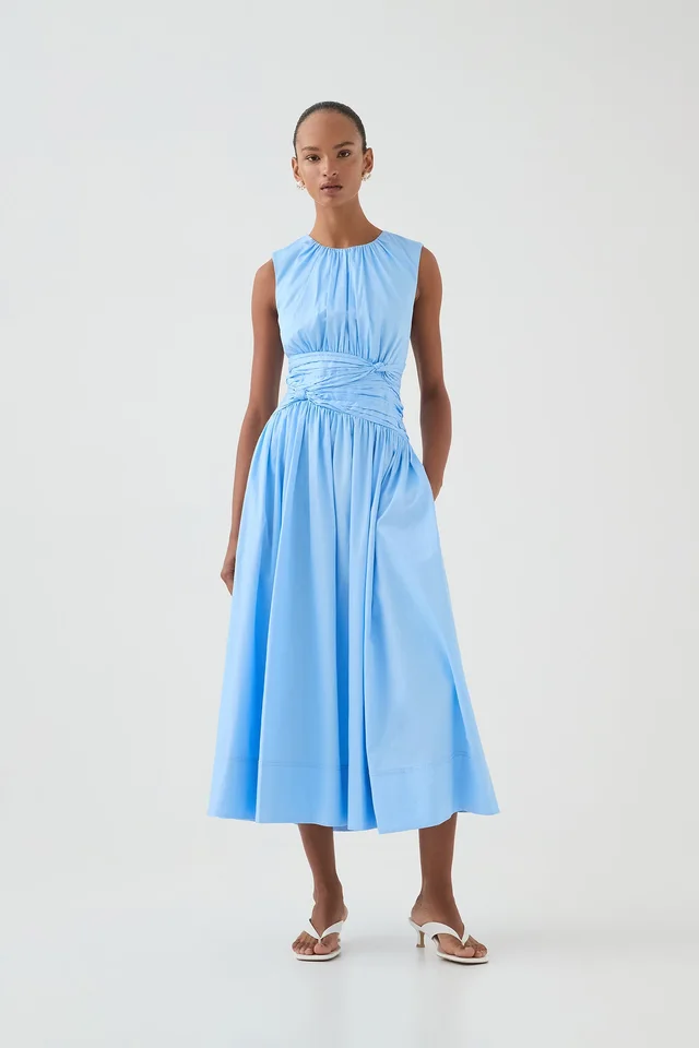 AJE Agatha Knot Waist Midi Dress in Blue from Aje, photo 1 of 1