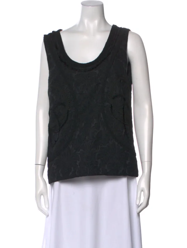 Dolce & Gabbana Patterned Scoop Neck Top in black from The RealReal