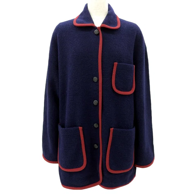 Dior Wool Piping Jacket #M Navy/Red in Red Wool from VINTAGE QOO TOKYO