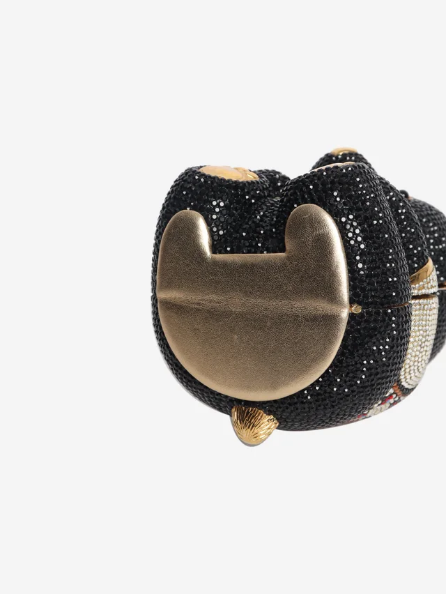 Judith Leiber Black crystal-embellished bear clutch in Black from Sign of the Times, photo 2 of 2