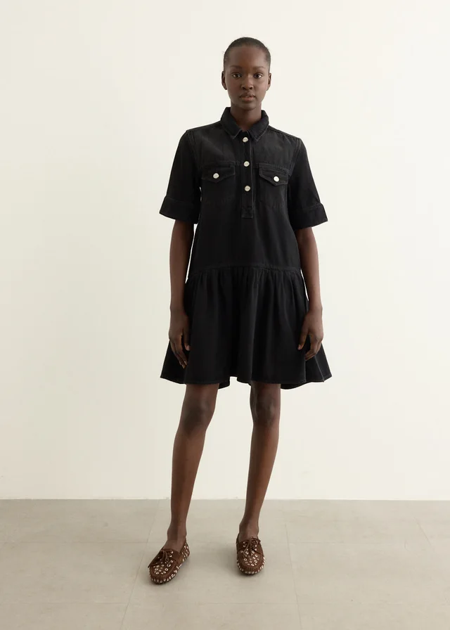 Ganni Soft Rigid Denim Mini Dress in Black from Incu, photo 1 of 1