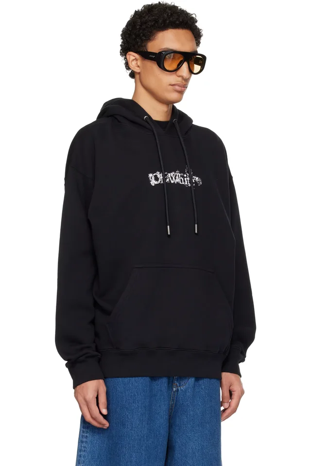 Off-White Black Heraldic Threshold Arrow Skate Hoodie, photo 2 of 4 from SSENSE