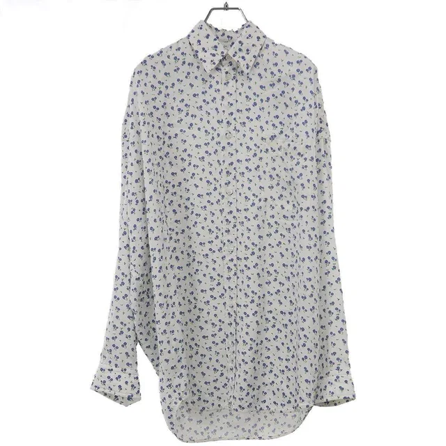 Balenciaga Flower Logo Jacquard Oversize Shirt White in White Silk from The Reluxe