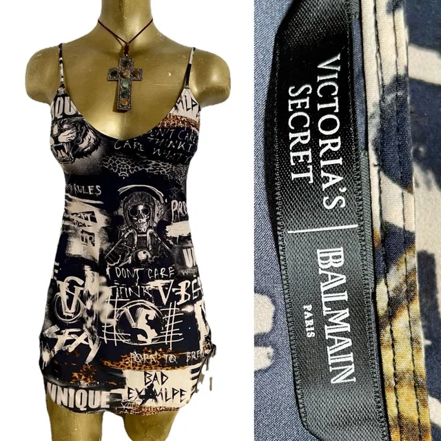Balmain X Victoria’s Secret Limited Edition Graffiti Leopard Print Mini Dress Sm in black from Poshmark