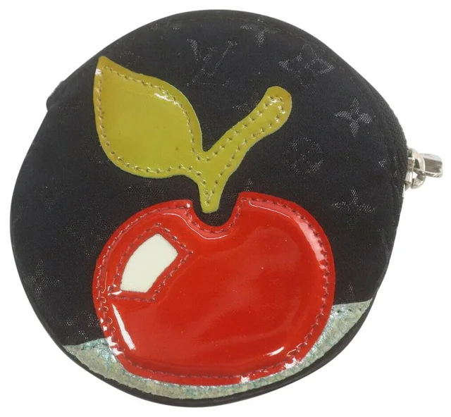 Louis Vuitton Black Satin Monogram Conte de Fees Apple Round Coin Purse in Black Satin from Bagriculture