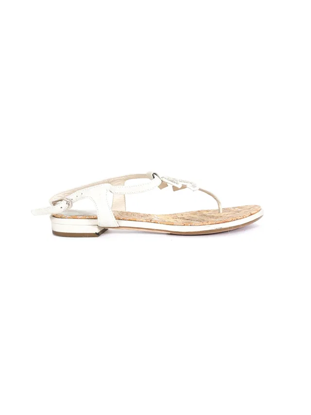 Chanel T-Strap Logo Sandal, 35.5 in Suede from Arcade Vintage