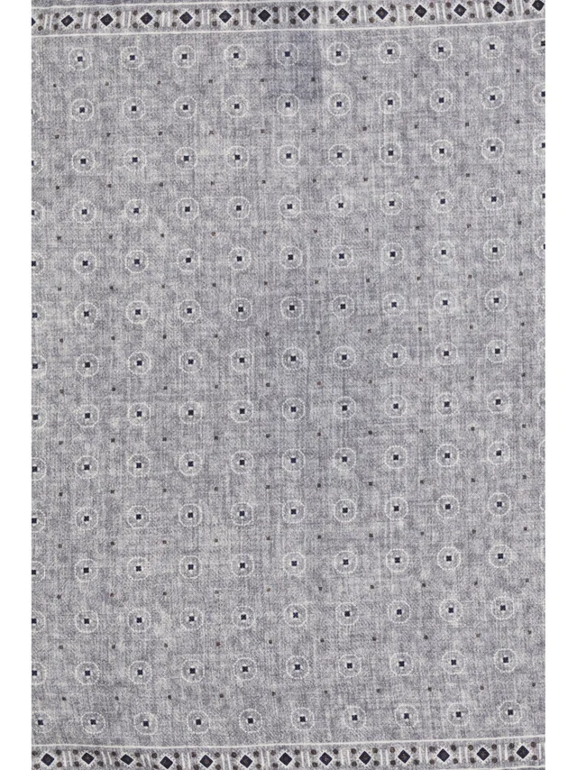 Brunello Cucinelli Silk Ethnic Motif Pocket Square — Gray Accessory in Grey Silk from HEWI