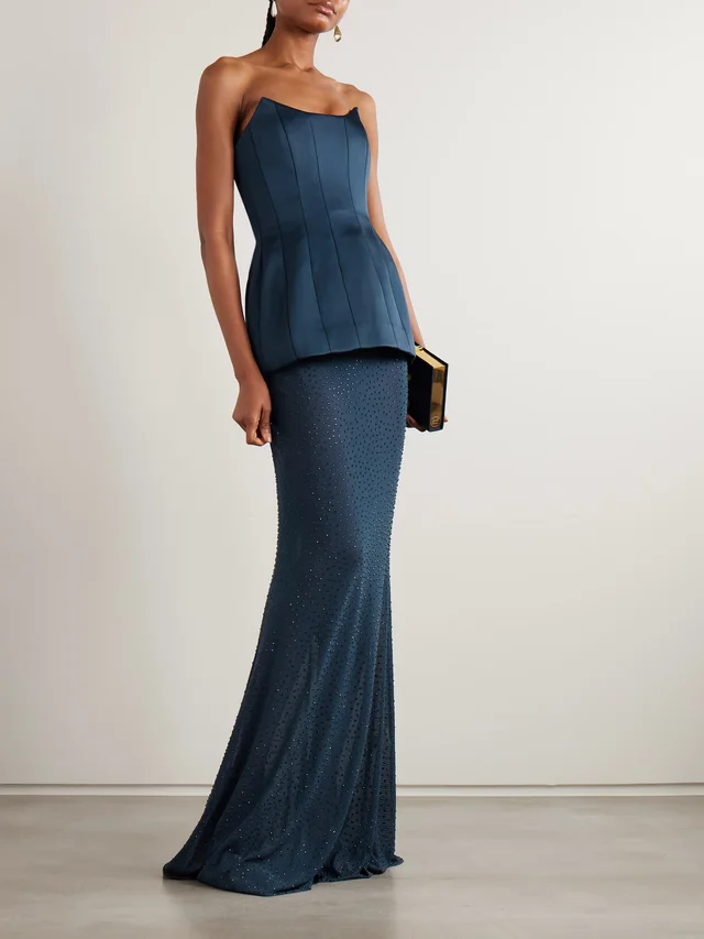 REBECCA VALLANCE Elivera crystal-embellished stretch-tulle maxi skirt in Blue, photo 2 of 2 from NET-A-PORTER (Canada)