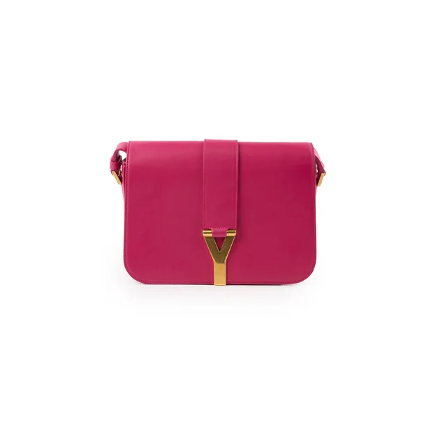 Saint Laurent Y Ligne Flap Bag Pink in Pink Leather from The Purse Affair