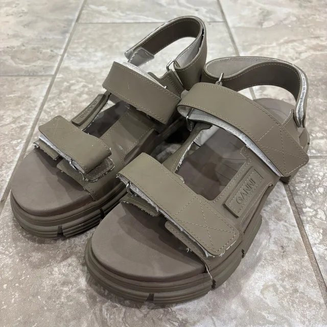 GANNI Recycled Rubber City Sandals Olive Green Khaki Platform Lug Sole Eu 41 in green from Poshmark