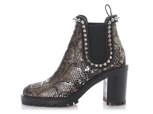 Christian Louboutin Snake-Embossed Capahutta 70 Boots in Leather from Ann's Fabulous Finds