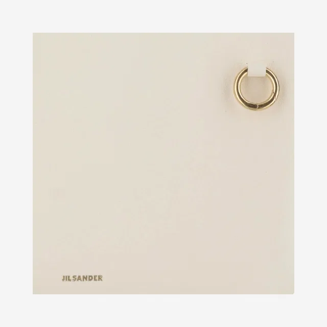 Jil Sander Embossed Logo Leather Shoulder Bag — White Sheep in White Leather from HEWI