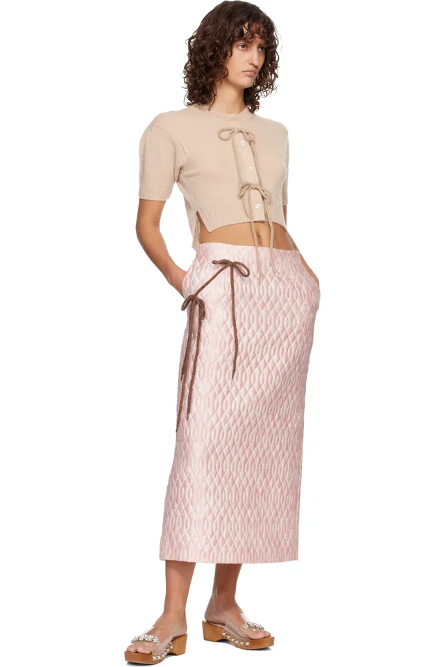 Simone Rocha Beige Cropped Cashmere Cardigan, photo 4 of 4 from SSENSE