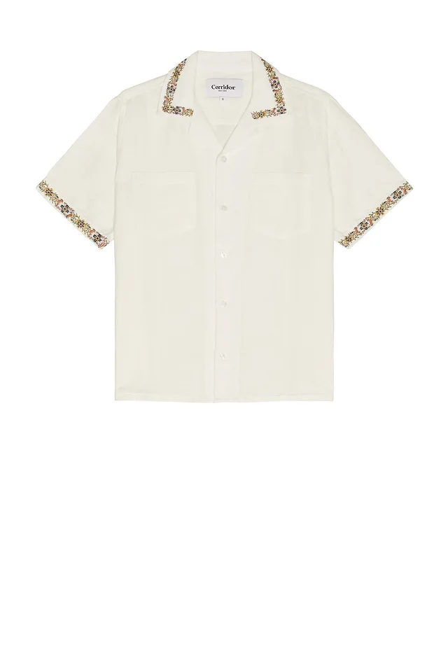 Corridor Harmony Embroidered Short Sleeve Shirt in White, photo 4 of 5 from REVOLVE (Canada)