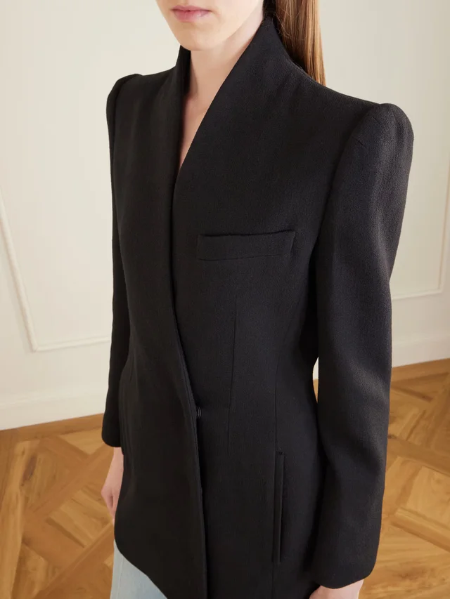 VALENTINO GARAVANI Double-breasted wool-crepe blazer in black 100% Virgin Wool, photo 4 of 4 from NET-A-PORTER (Canada)