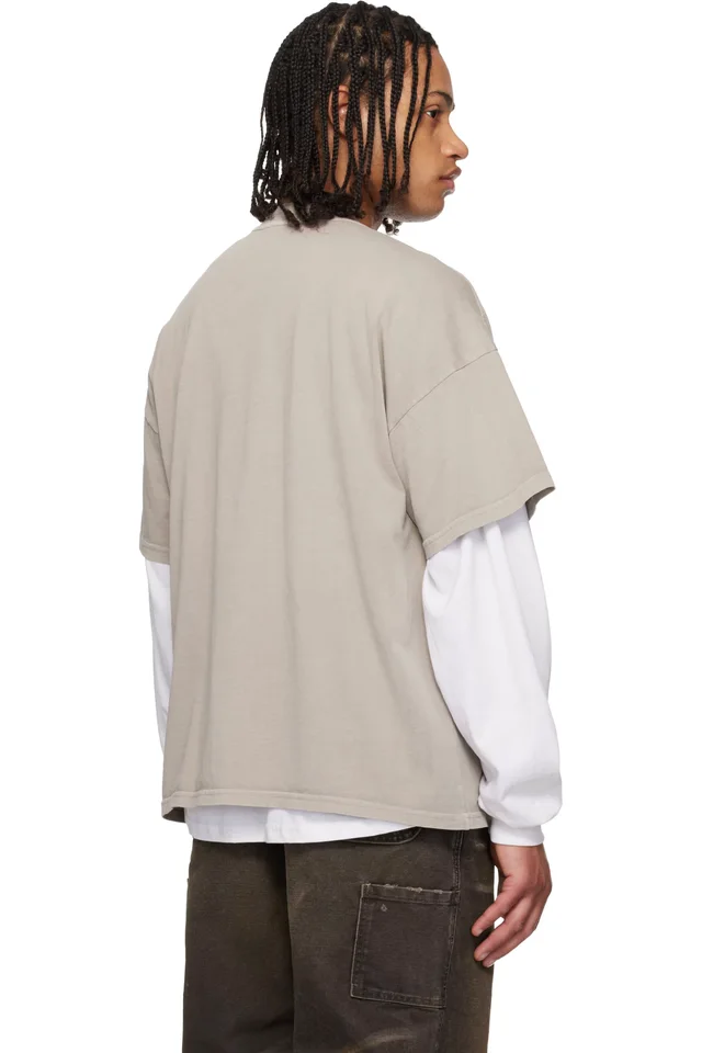 ALEXANDER DIGENOVA Taupe Taped Patch T-shirt, photo 3 of 3 from SSENSE