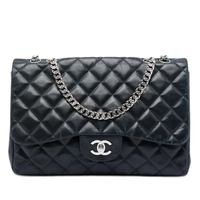 Black Chanel Jumbo Classic Lambskin Single Flap Shoulder Bag in Black Lambskin from Designer Revival