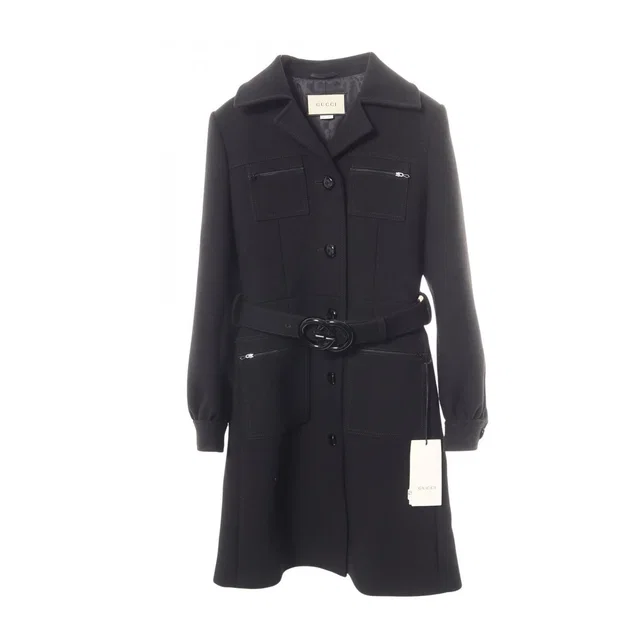 Gucci Wool Coat Black in Black Wool from The Reluxe