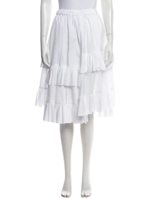 Comme des Garçons Girl Ruffle Embellishment Midi Length Skirt w/ Tags in white from The RealReal