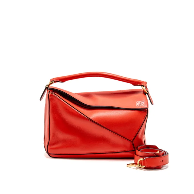 Loewe Medium Puzzle Bag Calfskin Red GHW in Red Calfskin from EMIER