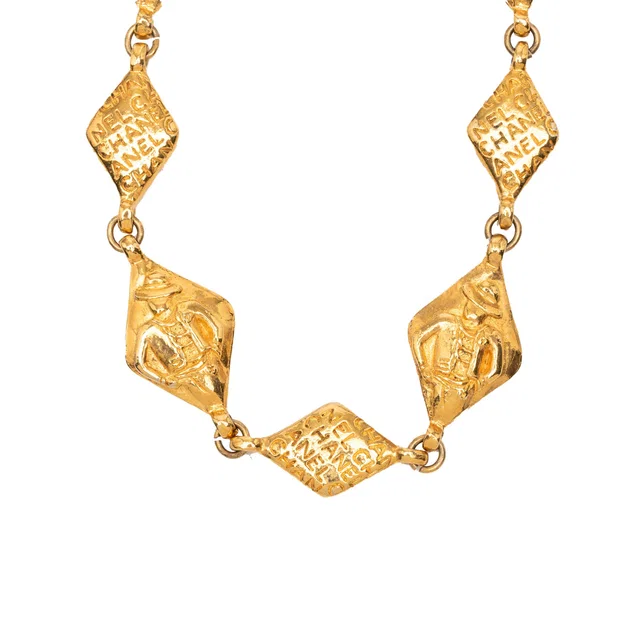Gold Chanel Gold Plated Logo Chain Necklace in Gold from Designer Revival