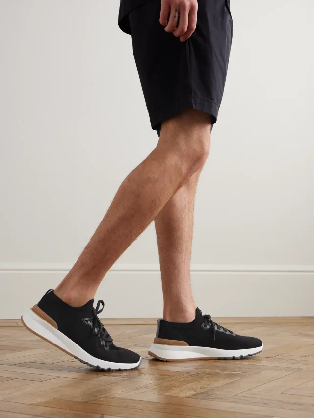 BRUNELLO CUCINELLI Leather-Trimmed Stretch-Knit Sneakers $1,150 40% off $690 in Black, photo 2 of 2 from MR PORTER