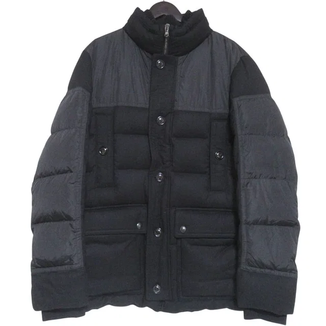 Moncler Bourvil Wool Nylon Trim Down Jacket 6 Black in Black Nylon from The Reluxe