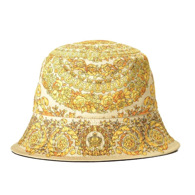 Versace Men's Polyester Hat - Gold/Cream in gold from Depop, photo 1 of 1