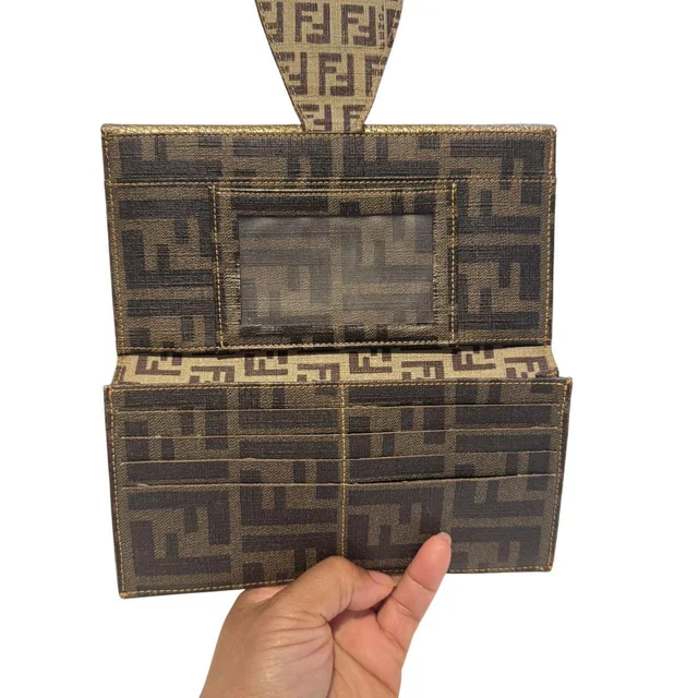 Fendi Women's Wallets - Gold/Brown in brown|red|gold from Depop, photo 4 of 7