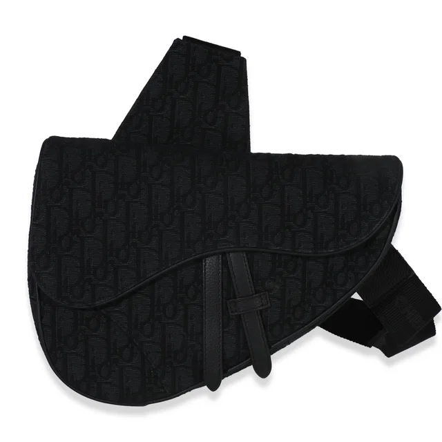 Dior Black Oblique Jacquard Canvas Saddle Crossbody in Black Canvas from myGemma