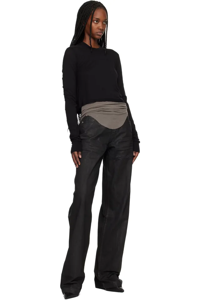 Rick Owens DRKSHDW Black Temple Cropped Level LS T-shirt, photo 4 of 4 from SSENSE