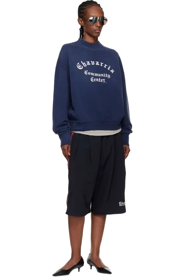 WILLY CHAVARRIA Navy 'Chavarria Community Center' Standard Sweatshirt, photo 4 of 4 from SSENSE
